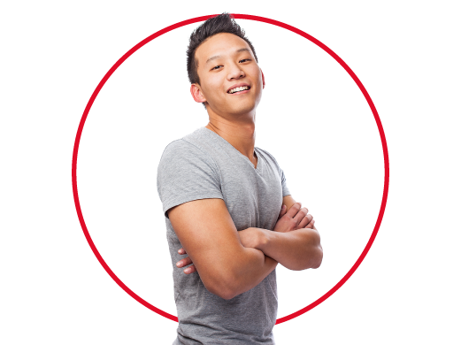 Smiling man in white T-shirt happy after Canesten jock itch treatment